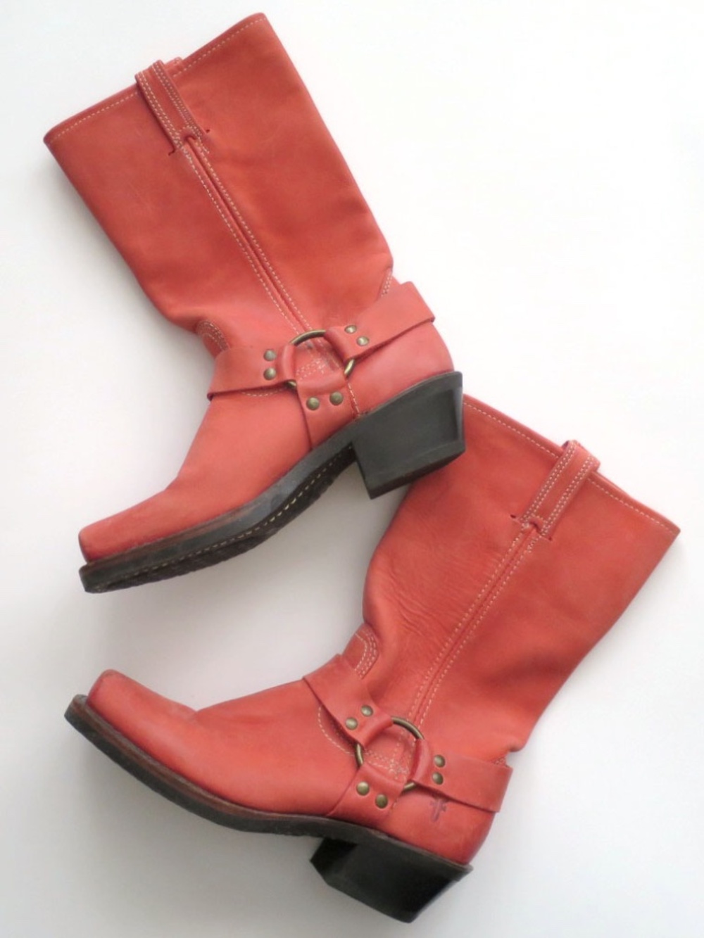 Frye Vintage Coral Leather Harness Boots Size 7